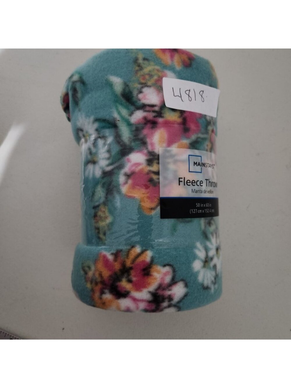 Mainstays Floral Fleece Throw Blanket 50" X 60" Lightweight Cozy Soft Turquoise - Picture 4 of 4